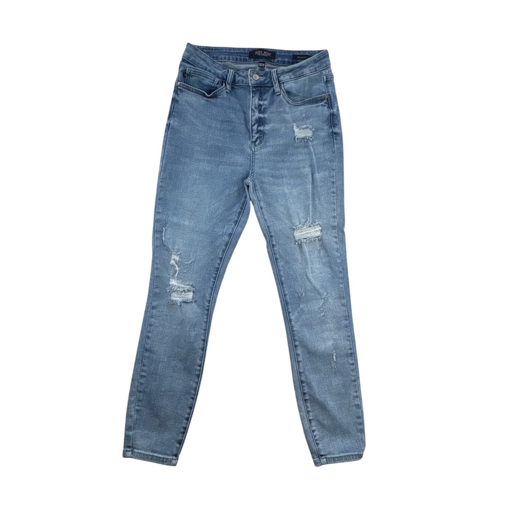 Judy Blue‎ Jeans Womens 9/29 Skinny Fit Light Wash Distressed Stretch Denim